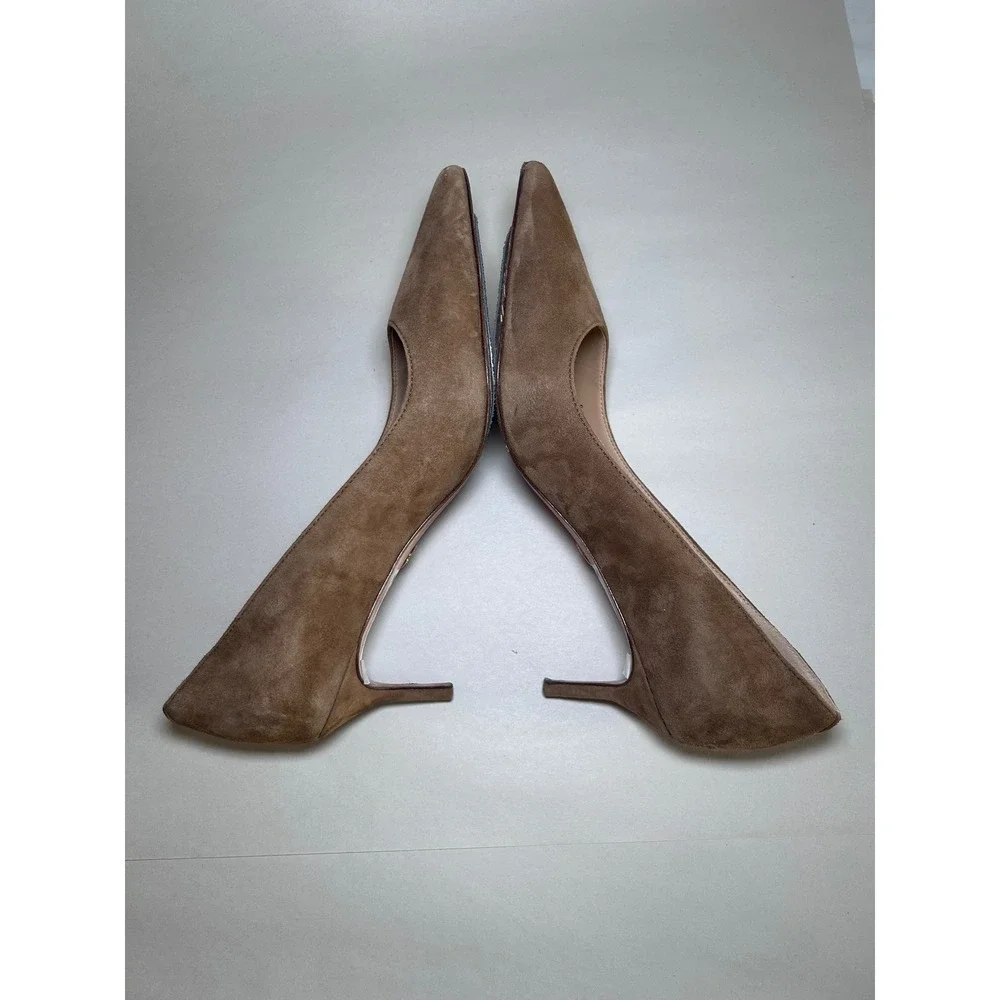 Veronica Beard Hazelwood Suede Pointed Toe Pumps Brown Heels J3727L4 Size 6.5M